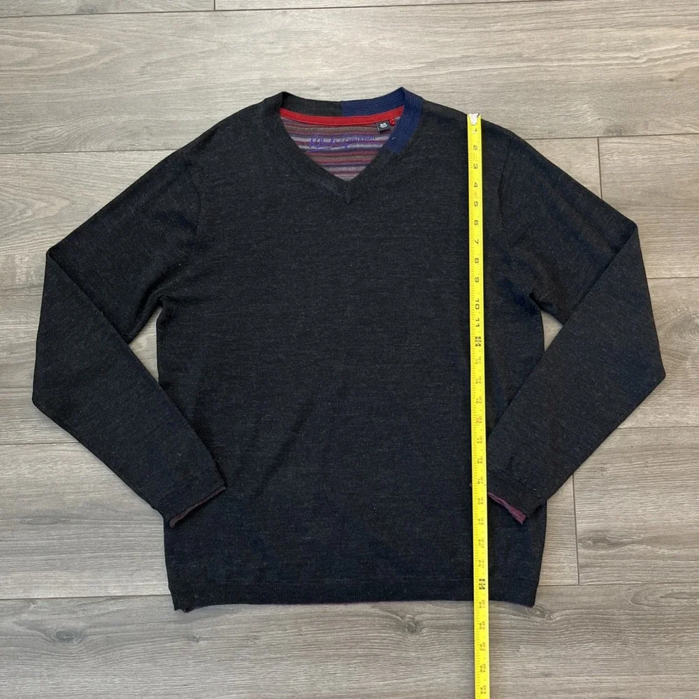 Robert Graham Mens M V-Neck Pullover Sweater Black